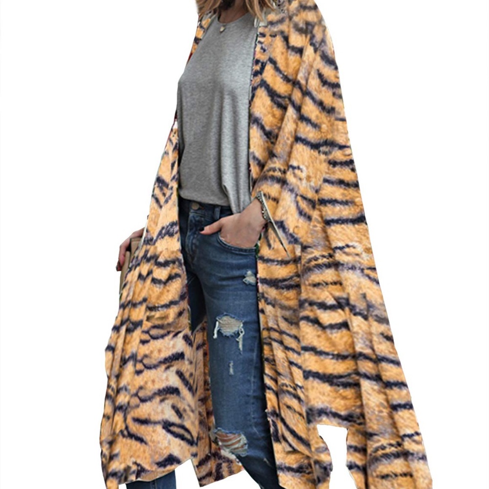 Tiger Print Women's Kimono Cardigan